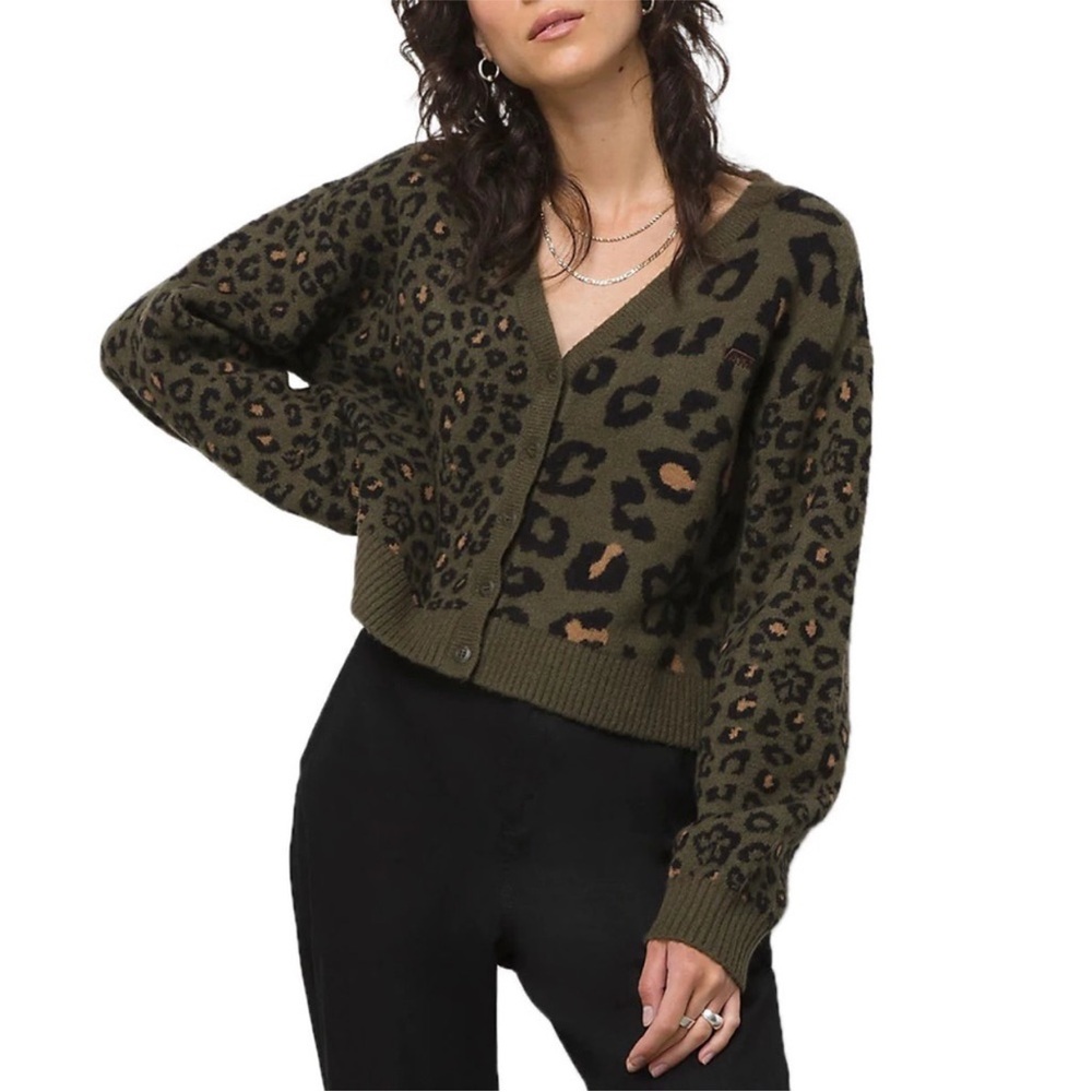 Vans green leopard cardigan size small